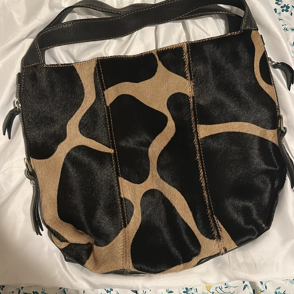 Cow Print Leather Shoulder Bag